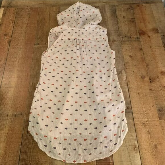 Forcynthia Beachwear linen with fish print swim hooded suit cover up women’s -S - Picture 4 of 7